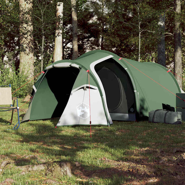 vidaXL Camping Tent Tunnel 3-Person Green Waterproof