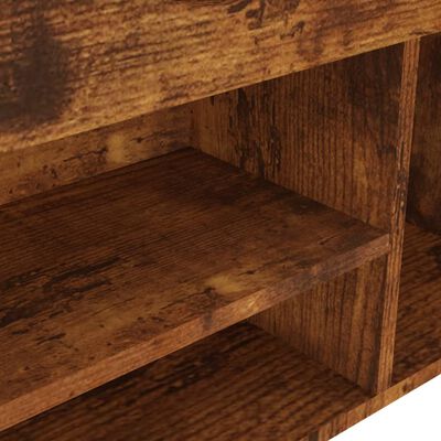 vidaXL Shoe Bench with Cushion Smoked Oak 104x30x49 cm Engineered Wood