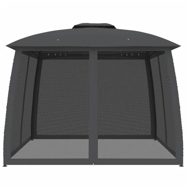 vidaXL Gazebo with Double Roof and Mesh Walls Anthracite 2.93x2.93 m Steel