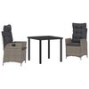 vidaXL Garden Dining Set 3 pcs Grey Poly Rattan