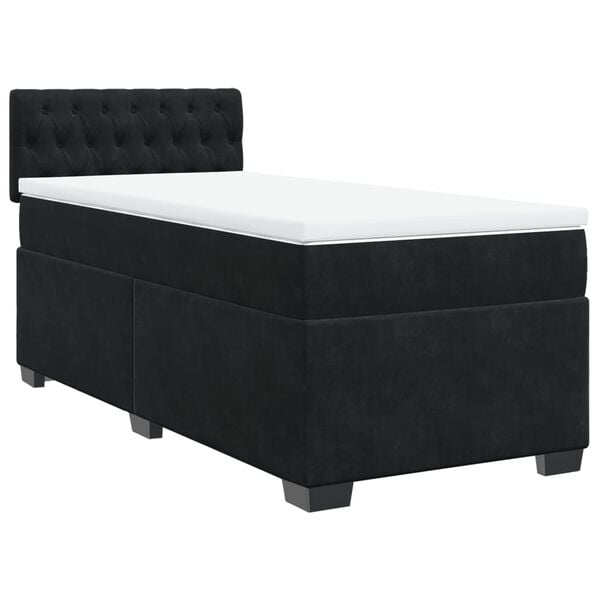 vidaXL Box Spring Bed with Mattress Black King Single Fabric