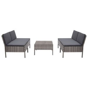 vidaXL 5 Piece Garden Sofa Set with Cushions Poly Rattan Grey