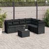 vidaXL 7 Piece Garden Sofa Set with Cushions Black Poly Rattan