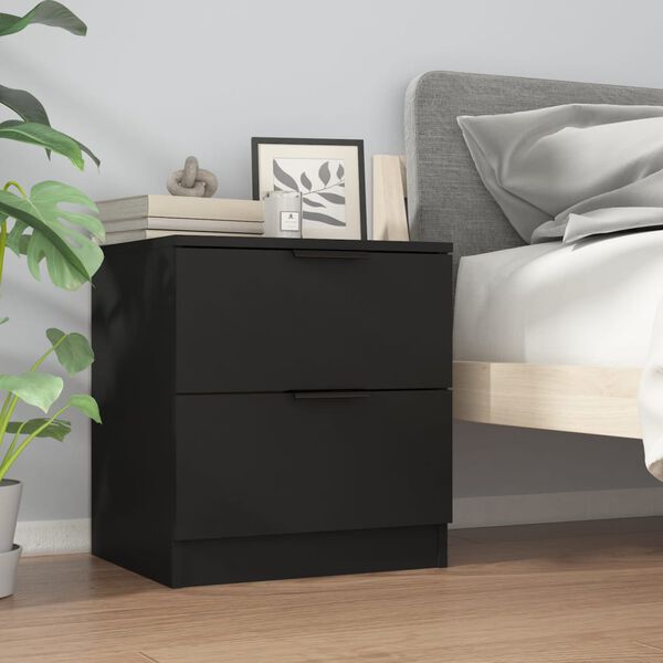 vidaXL Bedside Cabinet Black Engineered Wood