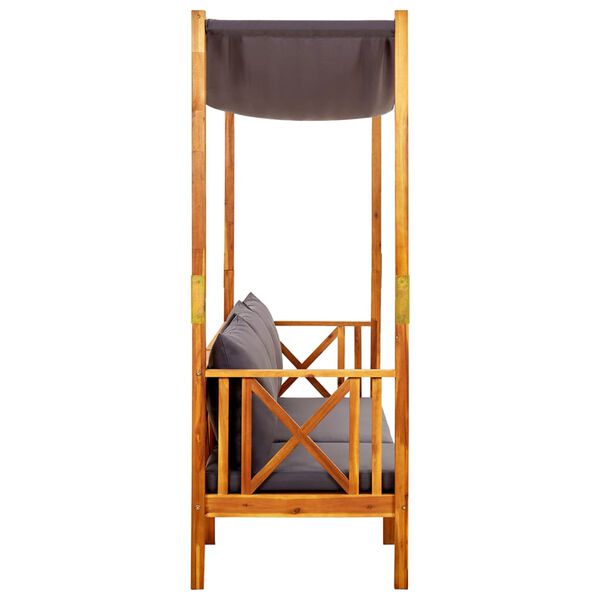 vidaXL Garden Bench with Canopy and Footrests Solid Acacia Wood