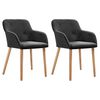 vidaXL Dining Chairs 2 pcs Dark Grey Fabric and Solid Oak Wood
