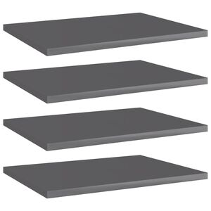 vidaXL Bookshelf Boards 4 pcs High Gloss Grey 40x30x1,5 cm Engineered Wood