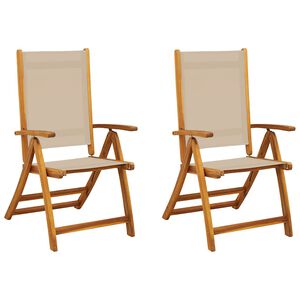 vidaXL Folding Chairs 2 pcs Solid Wood Acacia and Textilene