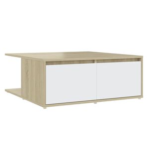 vidaXL Coffee Table | White and Sonoma Oak | Engineered Wood | 80 cm | Storage
