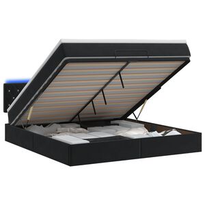vidaXL Ottoman Bed with Mattress and LED Black Queen Velvet