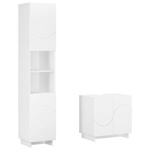 vidaXL Bathroom Cabinet Set 2 pcs White Engineered Wood