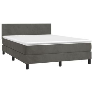vidaXL Box Spring Bed with Mattress Dark Grey 137x187 cm Double Size Velvet