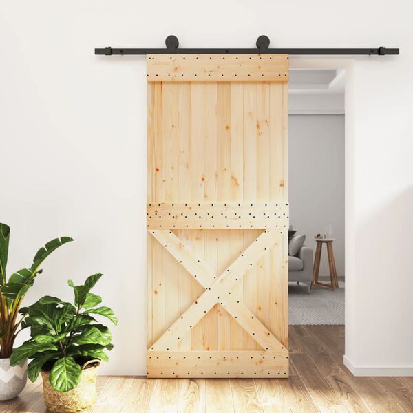 vidaXL Sliding Door with Hardware Set 95x210 cm Solid Wood Pine