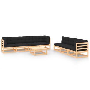 vidaXL 8 Piece Garden Lounge Set with Cushions Solid Wood Pine
