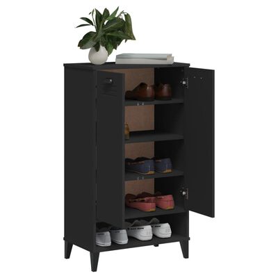 vidaXL Shoe Cabinet VIKEN Black Solid Wood Pine