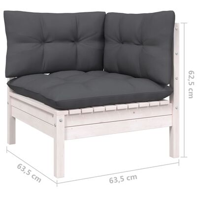 vidaXL 13 Piece Garden Lounge Set with Cushions White Pinewood