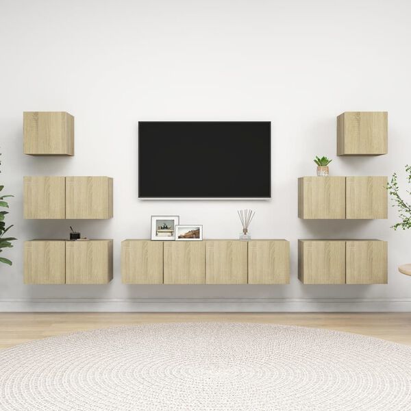 vidaXL 8 Piece TV Cabinet Set Sonoma Oak Engineered Wood