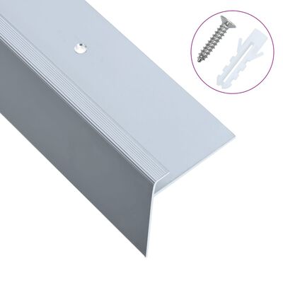 vidaXL F-shape Stair Nosings 15 pcs Aluminium 100 cm Silver