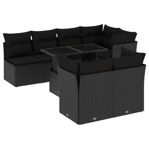 vidaXL 8 Piece Garden Sofa Set with Cushions Black Poly Rattan