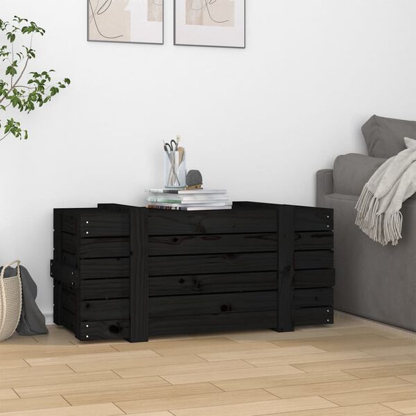 vidaXL Storage Box Black 91x40.5x42 cm Solid Wood Pine