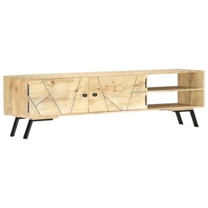 vidaXL TV Cabinet | Natural, Brass | Solid Mango Wood, Steel | 140x30x40 cm
