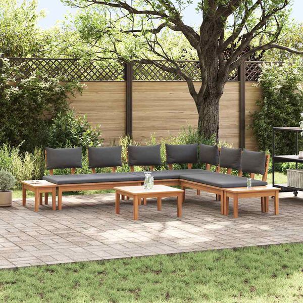 vidaXL Garden Bench Set with Cushion with Storage 3 pcs Brown and Grey