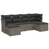 vidaXL 6 Piece Garden Sofa Set with Cushions Grey Poly Rattan