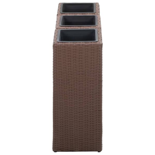 vidaXL Garden Raised Beds 3 pcs Poly Rattan Brown