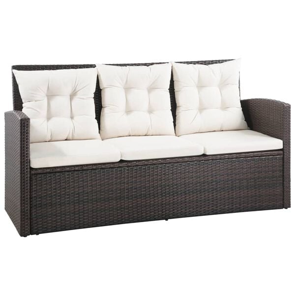 vidaXL 5 Piece Garden Lounge Set with Cushions Poly Rattan Brown