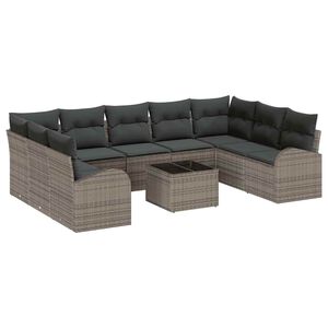 vidaXL Garden Sofa Set 10 pcs Grey Poly Rattan