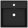 vidaXL Luxury Basin Overflow Square Matt Black 41x41 cm Ceramic