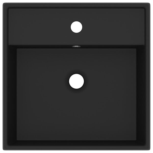 vidaXL Luxury Basin Overflow Square Matt Black 41x41 cm Ceramic