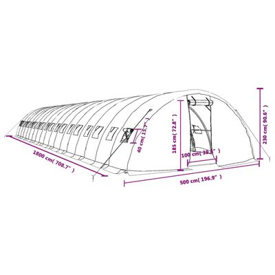 vidaXL Greenhouse with Steel Frame White 90 m² 18x5x2.3 m