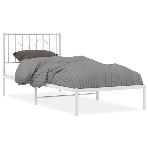 vidaXL Metal Bed Frame without Mattress with Headboard White 90x190cm