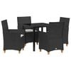 vidaXL Garden Dining Set 5 pcs Black Poly Rattan