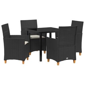 vidaXL Garden Dining Set 5 pcs Black Poly Rattan