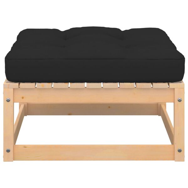 vidaXL Garden Footstool with Cushion Solid Pinewood