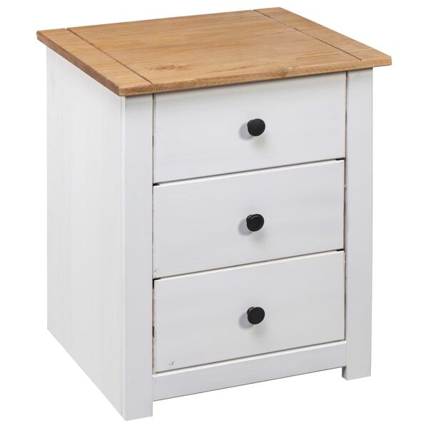 vidaXL Bedside Cabinet White 46x40x57 cm Pinewood Panama Range