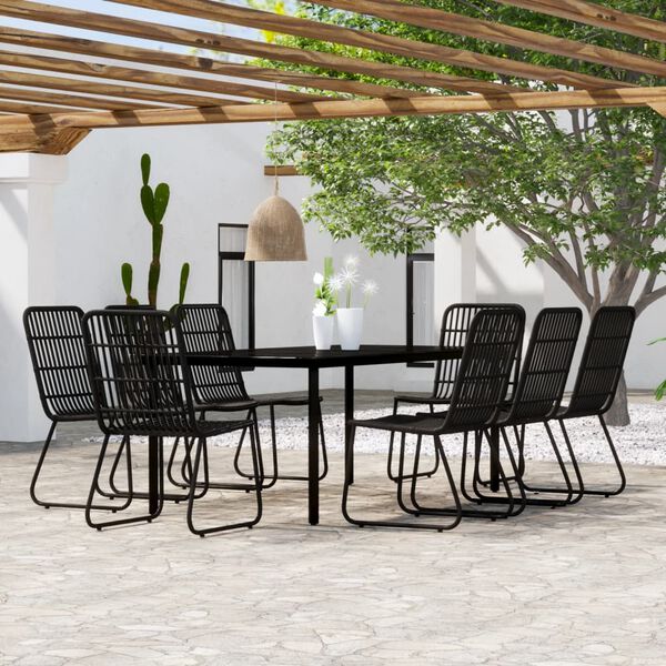 vidaXL 9 Piece Garden Dining Set Black