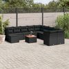 vidaXL 12 Piece Garden Sofa Set with Cushions Black Poly Rattan