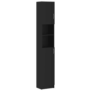 vidaXL Bathroom Cabinet | Black | Engineered wood | Tall | Bathroom Cabinet