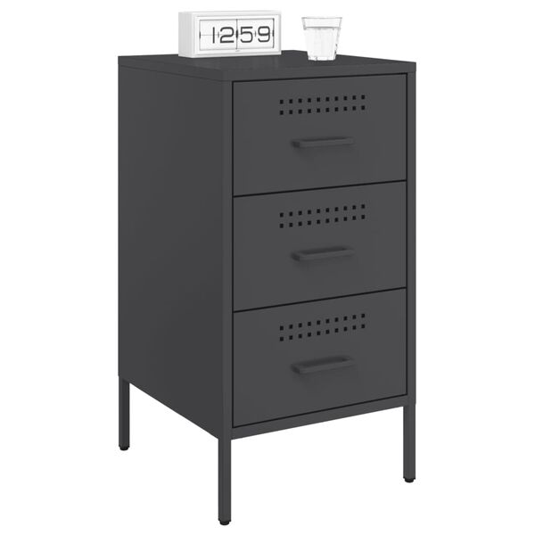 vidaXL Bedside Cabinets 2 pcs Black 36x39x68 cm Steel