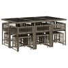 vidaXL 11 Piece Garden Dining Set with Cushions Grey Poly Rattan