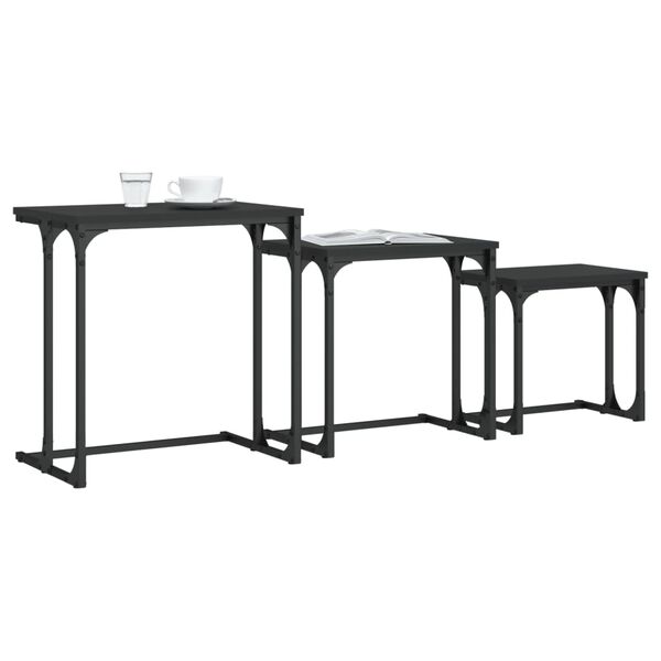 vidaXL Nesting Coffee Tables 3 pcs Black Engineered Wood