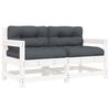 vidaXL Garden Chairs with Cushions 2 pcs White Solid Wood Pine