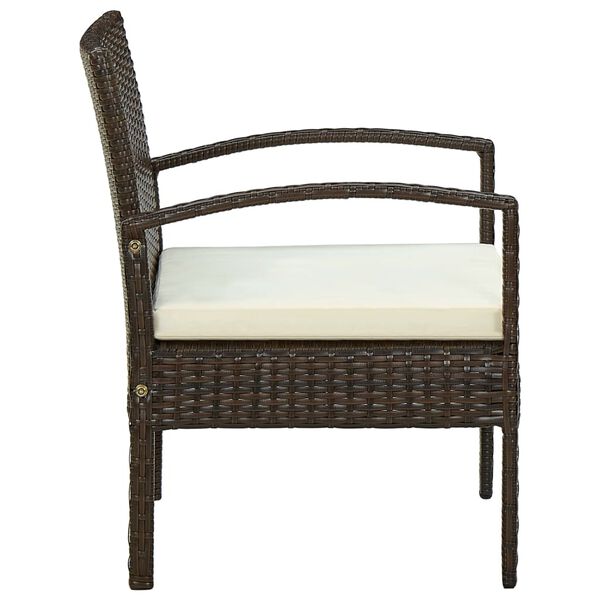 vidaXL Garden Chair with Cushion Poly Rattan Brown