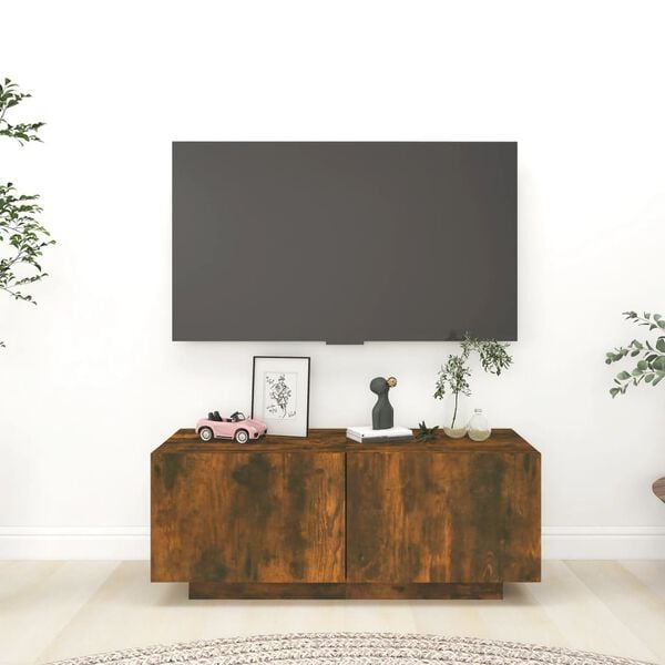 vidaXL TV Cabinet Smoked Oak 100x35x40 cm Engineered Wood
