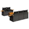 vidaXL 6 Piece Garden Sofa Set with Cushions Black Poly Rattan