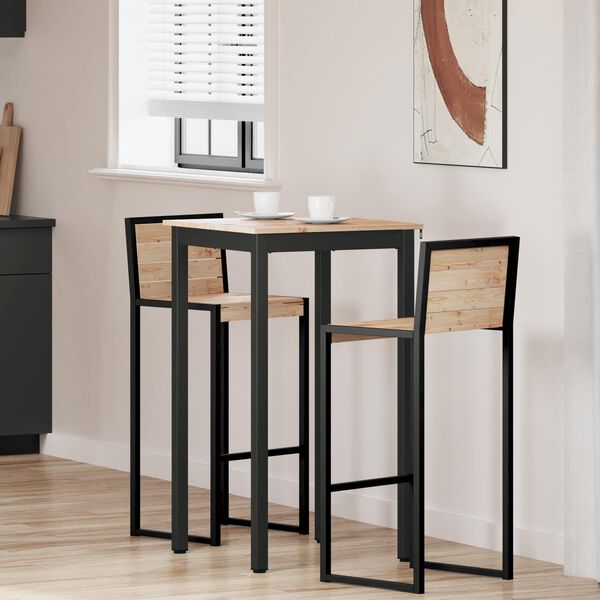 vidaXL Bar Table Natural 70 x 70 x 105 cm Solid Pine Wood