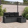 vidaXL Sofa Set with Cushion with Storage 4 pcs Black Poly Rattan